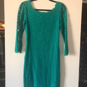 Diane Von Furstenberg DVF Zarita Teal Lace Dress